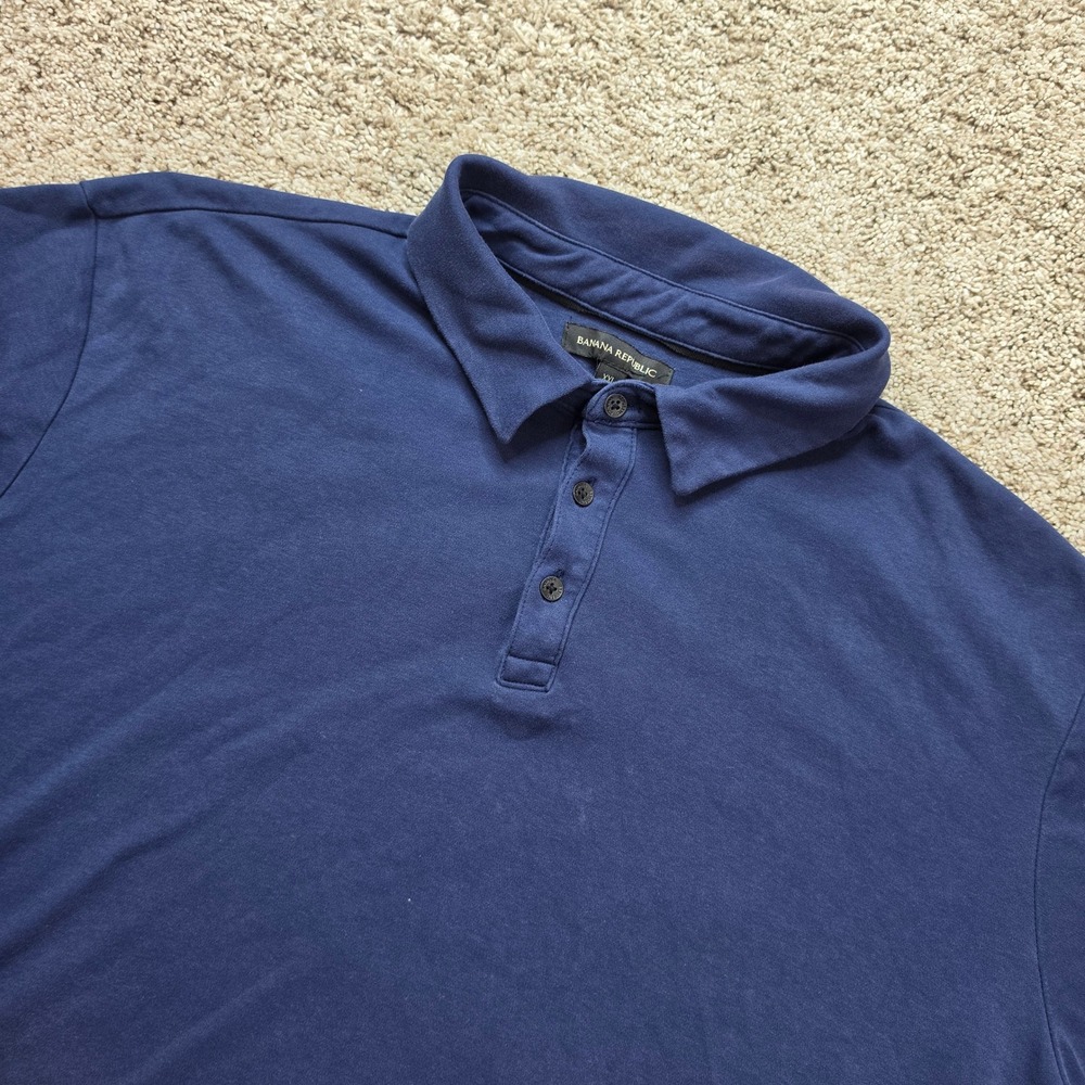 Banana Republic Polo Shirt Mens XXL Navy Blue Short Sleeve Cotton‎ Jersey Adult
